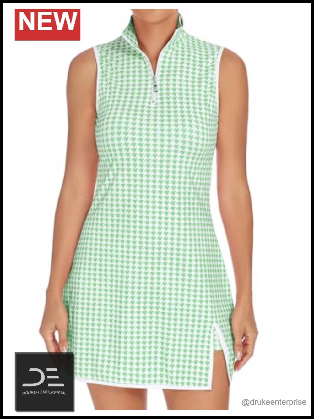 Women's Sleeveless Tennis Dress with Shorts Zip Up Stand Collar Athletic Golf